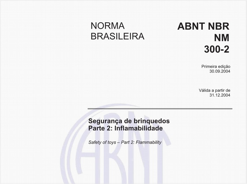 Segurança de brinquedos - Parte 2: Inflamabilidade
