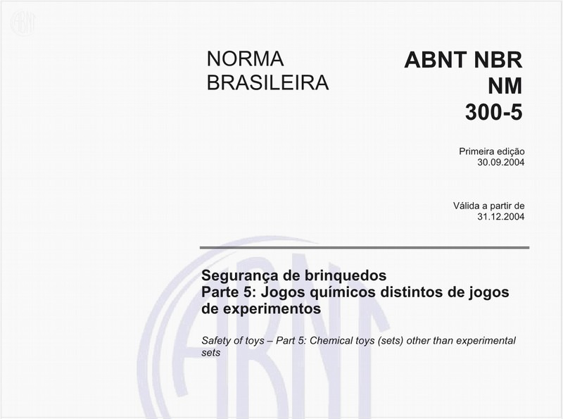 Segurança de brinquedos - Parte 5: Jogos químicos distintos de jogos de experimentos