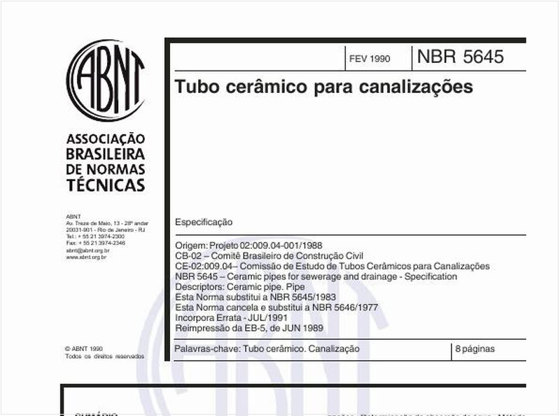 Tubo cerâmico para canalizações