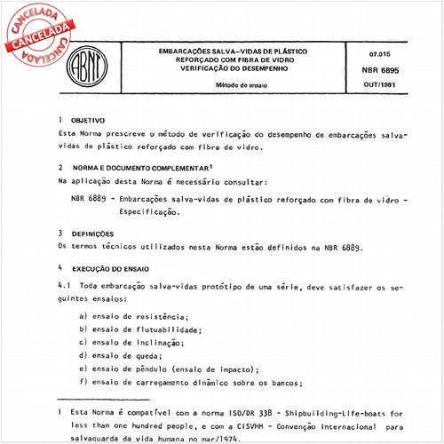 Embarcações salva-vidas de plástico reforçado com fibra de vidro - Verificação do desempenho