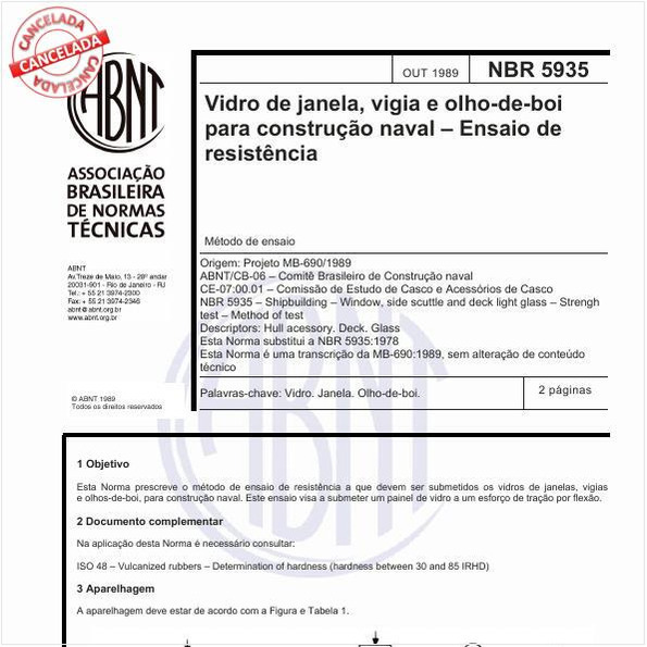 Vidro de janela, vigia e olho-de-boi para construção naval - Ensaio de resistência