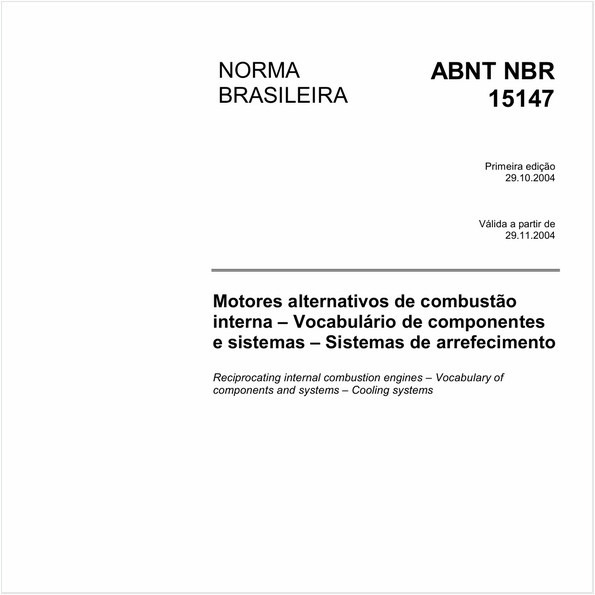 Motores alternativos de combustão interna - Vocabulário de componentes e sistemas - Sistemas de arrefecimento