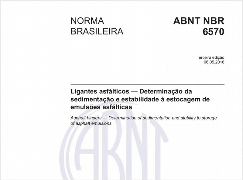 Ligantes asfálticos - Determinação da sedimentação e estabilidade à estocagem de emulsões asfálticas