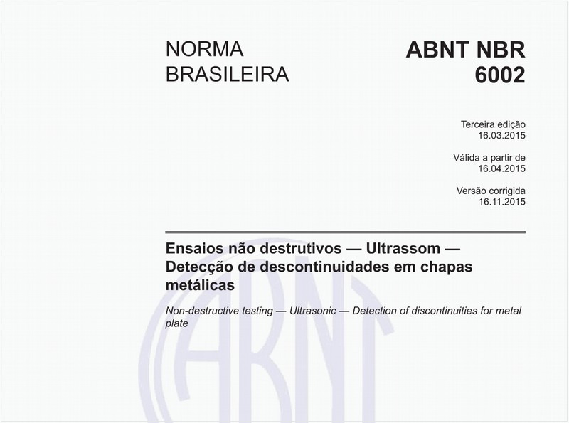 Ensaios não destrutivos - Ultrassom - Detecção de descontinuidades em chapas metálicas