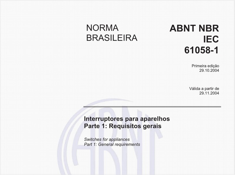 Interruptores para aparelhos - Parte 1: Requisitos gerais