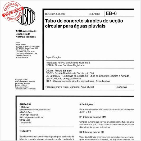 Tubo de concreto simples de seção circular para águas pluviais