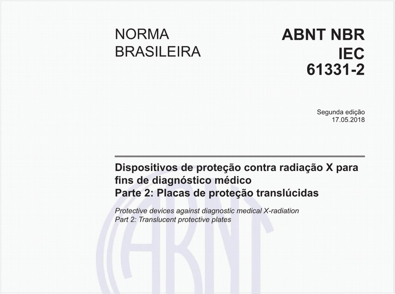 Dispositivos de proteção contra radiação X para fins de diagnóstico médico - Parte 2: Placas de proteção translúcidas