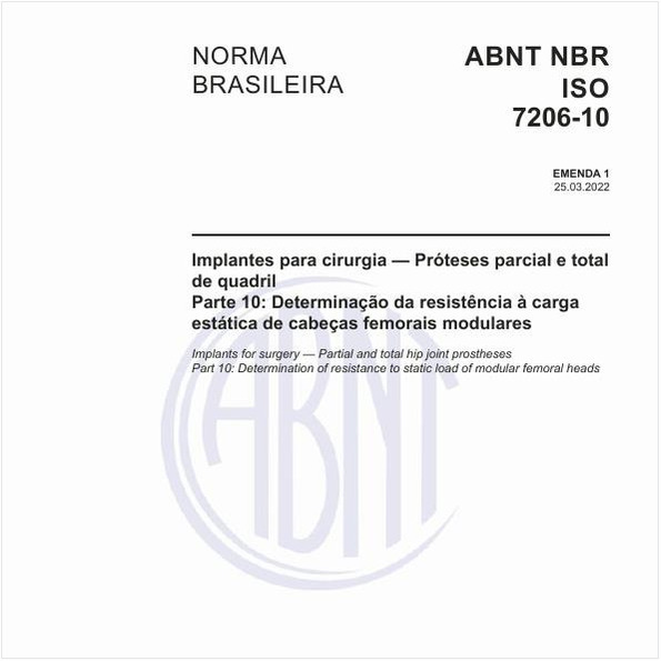 Implantes para cirurgia - Próteses parcial e total de quadril - Parte 10: Determinação da resistência à carga estática de cabeças femorais modulares