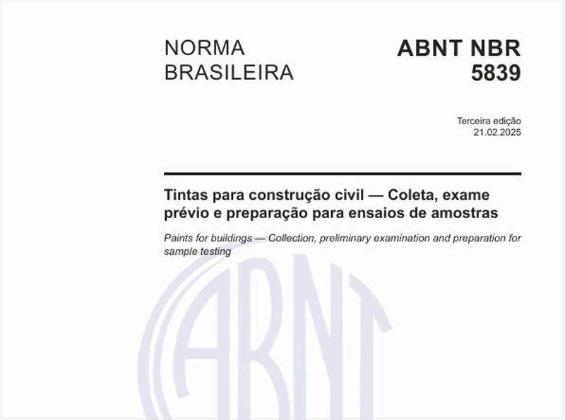 Tintas para construção civil - Coleta, exame prévio e preparação para ensaios de amostras