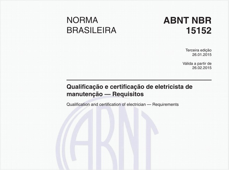 Qualificação e certificação de eletricista de manutenção - Requisitos