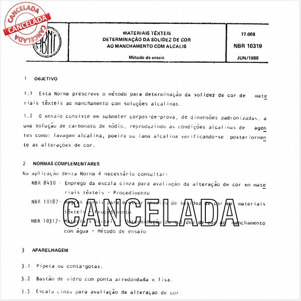 Materiais têxteis - Determinação da solidez de cor ao manchamento com álcalis