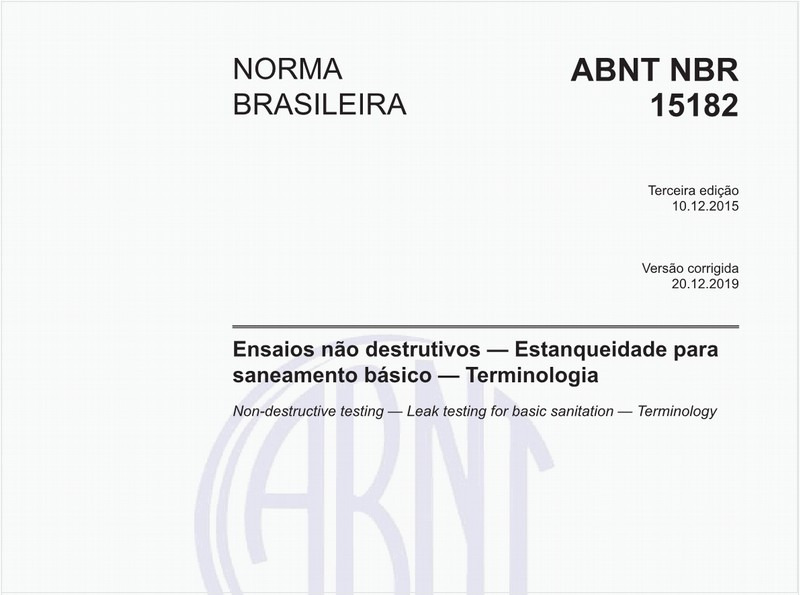 Ensaios não destrutivos — Estanqueidade para saneamento básico — Terminologia