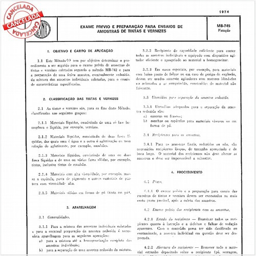 Exame prévio e preparação para ensaios de amostras de tintas e vernizes