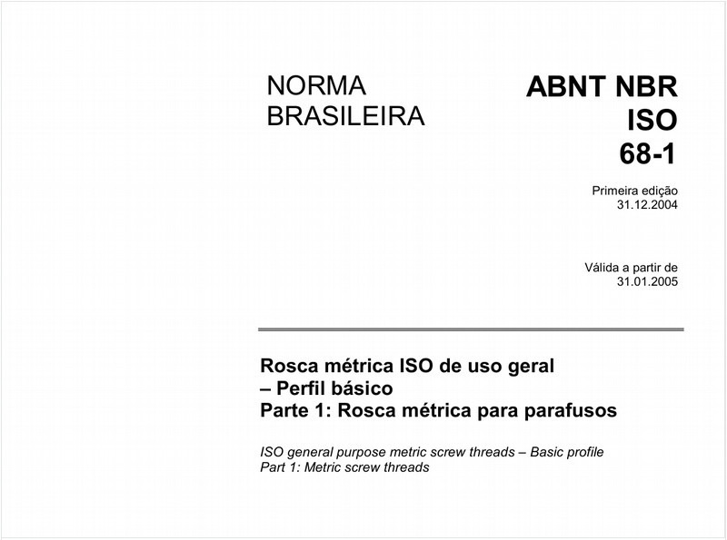 Rosca métrica ISO de uso geral - Perfil básico - Parte 1: Rosca métrica para parafusos