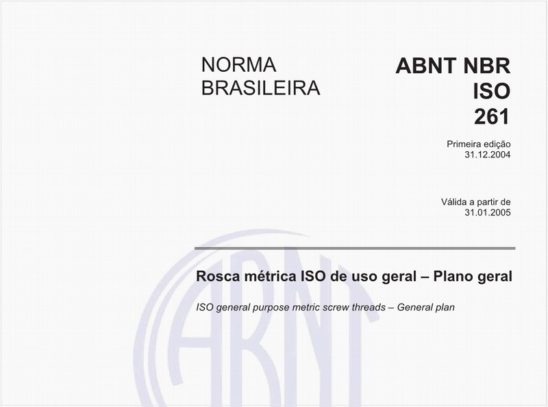 Rosca métrica ISO de uso geral - Plano geral