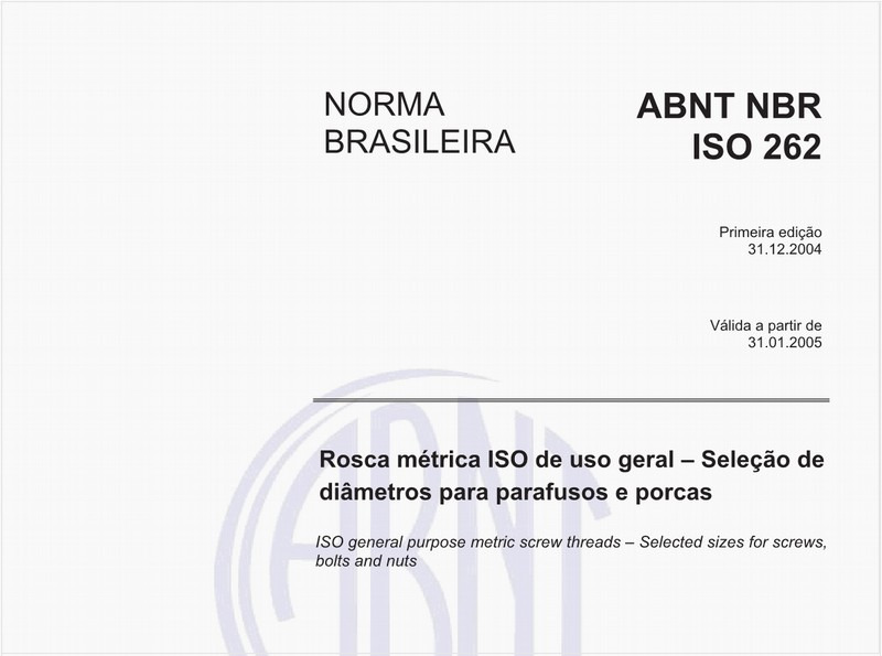 Rosca métrica ISO de uso geral - Seleção de diâmetros para parafusos e porcas