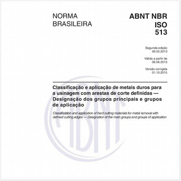 ABNT NBR ISO 513 NBRISO513 Classificação e aplicação de metais duros