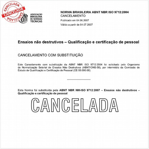 Ensaios não destrutivos - Qualificação e certificação de pessoal