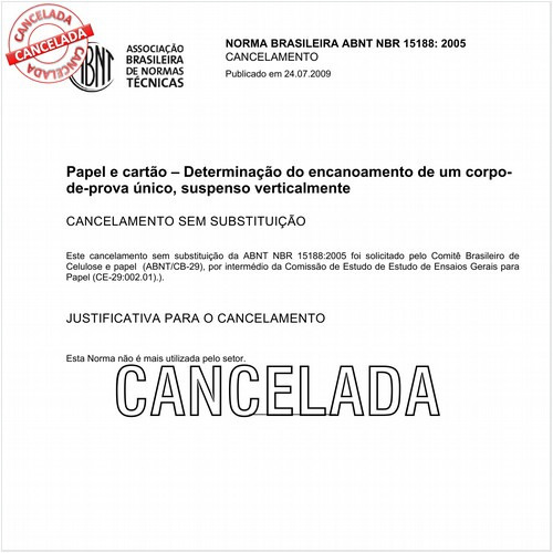 Papel e cartão - Determinação do encanoamento de um corpo-de-prova único, suspenso verticalmente