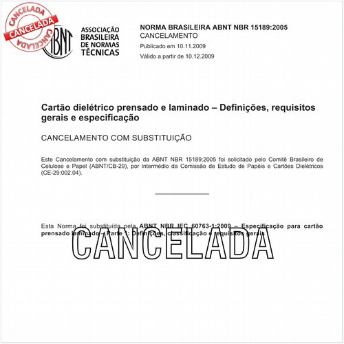 Cartão dielétrico prensado laminado - Definições, requisitos gerais e especificações
