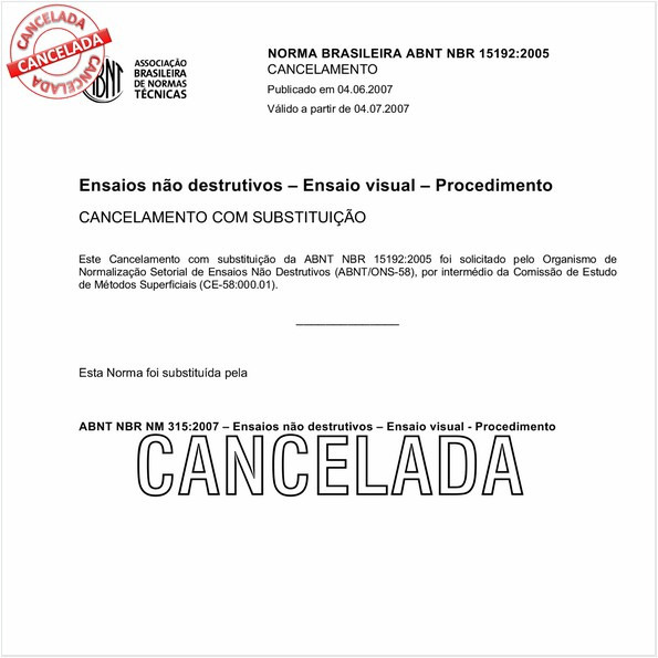 Ensaios não destrutivos - Ensaio visual - Procedimento