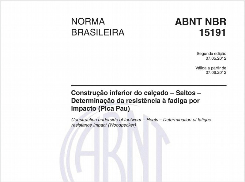 Construção inferior do calçado - Saltos - Determinação da resistência à fadiga, por impacto (Pica-Pau)
