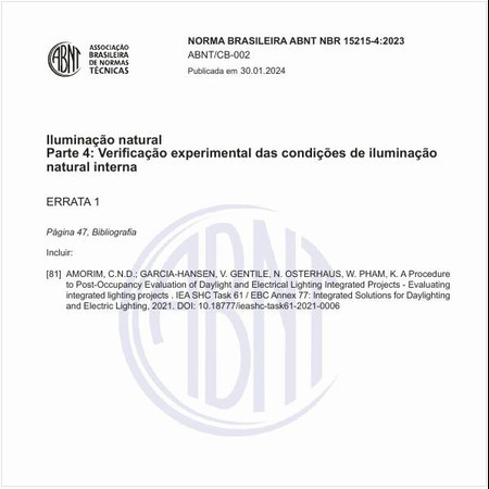 Iluminação natural - Parte 4: Verificação experimental das condições de iluminação natural interna