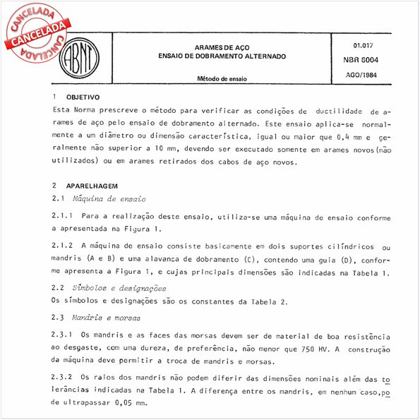 Arames de aço - Ensaio de dobramento alternado