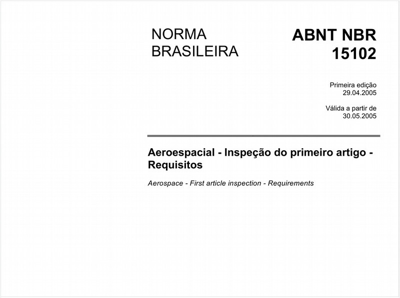 Aeroespacial - Inspeção do primeiro artigo - Requisitos