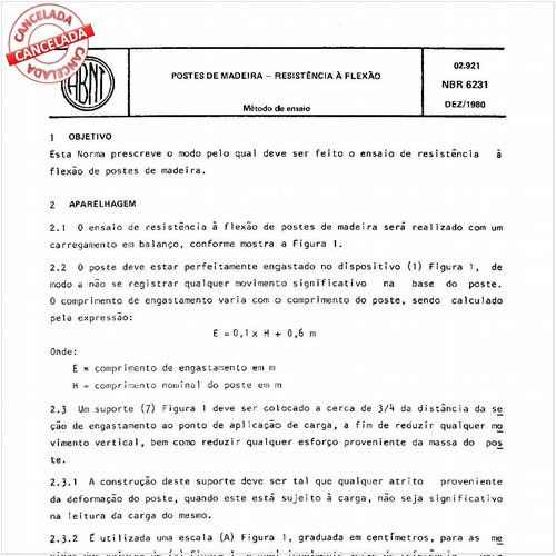 Poste de madeira - Resistência à flexão