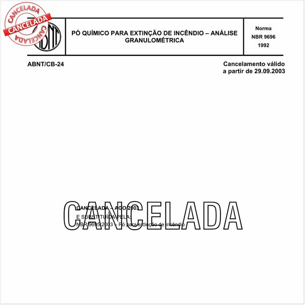 Pó para extinção de incêndio - Análise granulométrica