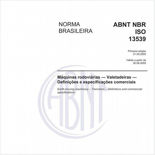 Máquinas rodoviárias - Valetadeiras - Definições e especificações comerciais
