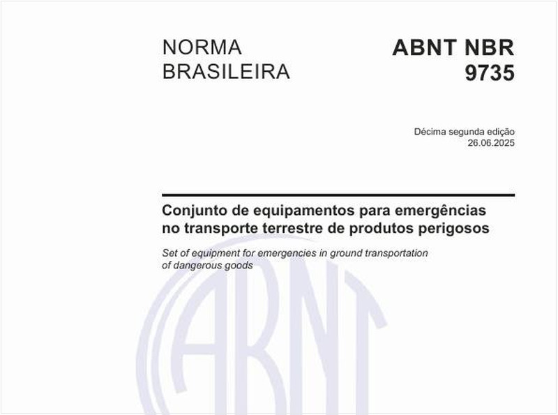 Conjunto de equipamentos para emergências no transporte terrestre de produtos perigosos