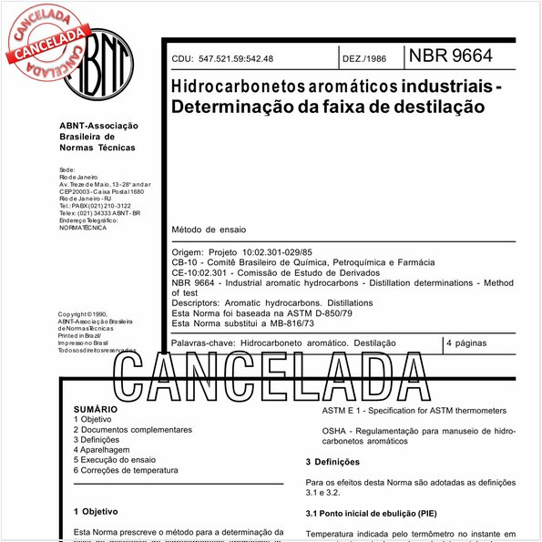 Hidrocarbonetos aromáticos industriais - Determinação da faixa de destilação