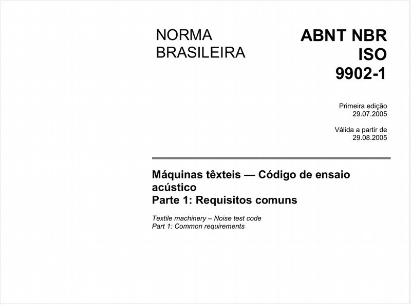 Máquinas têxteis - Código de ensaio acústico - Parte 1: Requisitos comuns