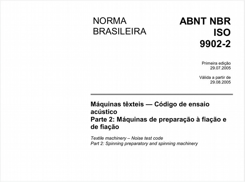 Máquinas têxteis - Código de ensaio acústico - Parte 2: Máquinas de preparação à fiação e de fiação