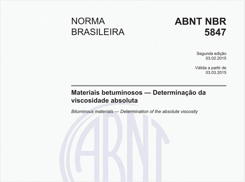 Materiais betuminosos - Determinação da viscosidade absoluta