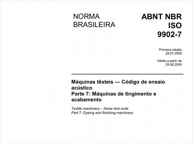 Máquinas têxteis - Código de ensaio acústico - Parte 7: Máquinas de tingimento e acabamento