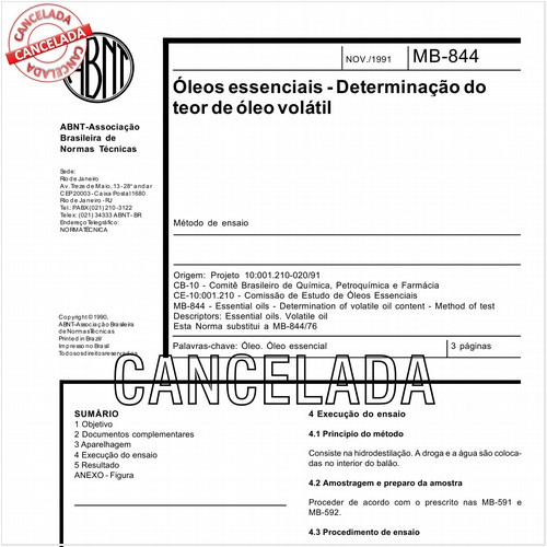 óleos essenciais - Determinação do teor de óleo volátil