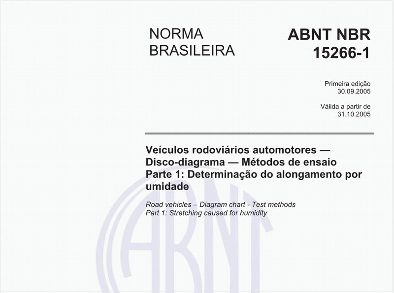 Veículos rodoviários automotores - Disco-diagrama - Métodos de ensaio - Parte 1: Determinação do alongamento por umidade
