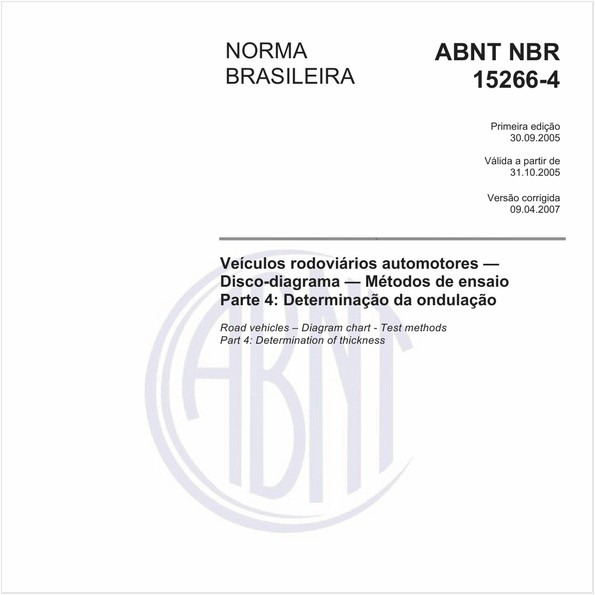 Veículos rodoviários automotores - Disco-diagrama - Métodos de ensaio - Parte 4: Determinação da ondulação