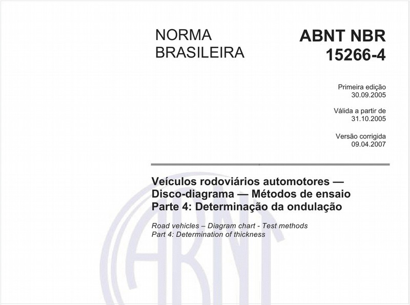 Veículos rodoviários automotores - Disco-diagrama - Métodos de ensaio - Parte 4: Determinação da ondulação