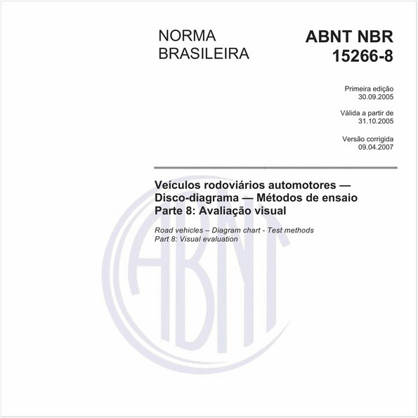 Veículos rodoviários automotores - Disco-diagrama - Métodos de ensaio - Parte 8: Avaliação visual