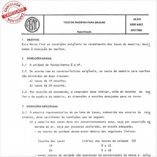 Taco de madeira para soalho