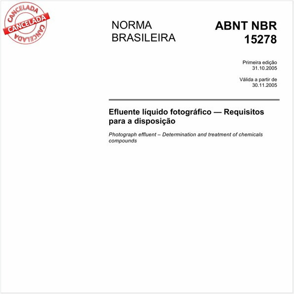 Efluente líquido fotográfico - Requisitos para a disposição