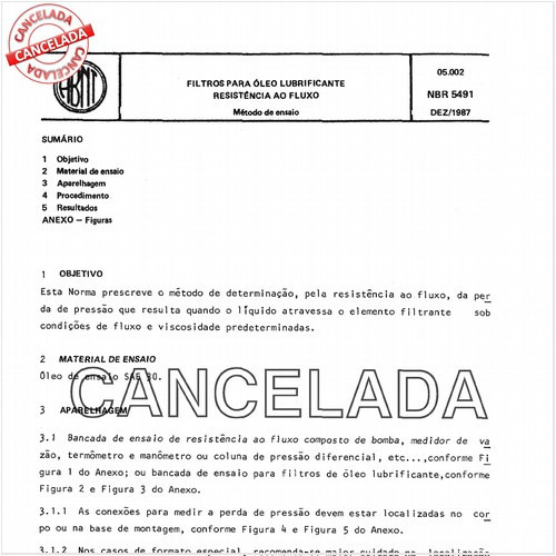 Filtros para óleo lubrificante - Resistência ao fluxo