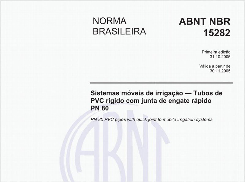 Sistemas móveis de irrigação - Tubos de PVC rígido com junta de engate rápido PN 80