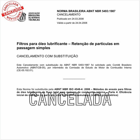 Filtros para óleo lubrificante - Retenção de partículas em passagem simples