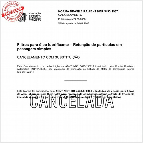 Filtros para óleo lubrificante - Retenção de partículas em passagem simples