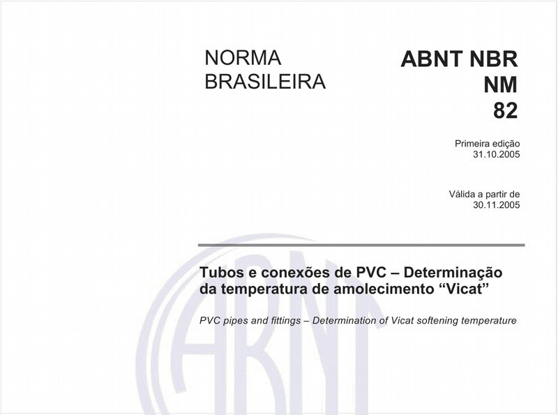 Tubos e conexões de PVC - Determinação da temperatura de amolecimento "Vicat"